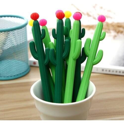 1 Piece Korean Stationery Cute Kawaii Cactus Gel Pen Office School Supplies Handle Novel Creative Gift Random Shipments