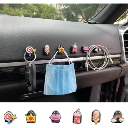 4Pcs/Lot Car Hooks Mini Cute Organizer Storage Hanger for USB Cable Headphone Key Storage Car Accessory Car Adhesive Hook Hanger