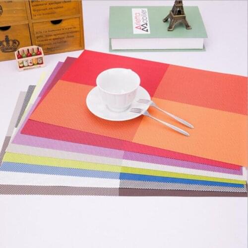 45x30cm Simple square lattice PVC placemat table mat Teslin plaid pattern placemat home pad coaster