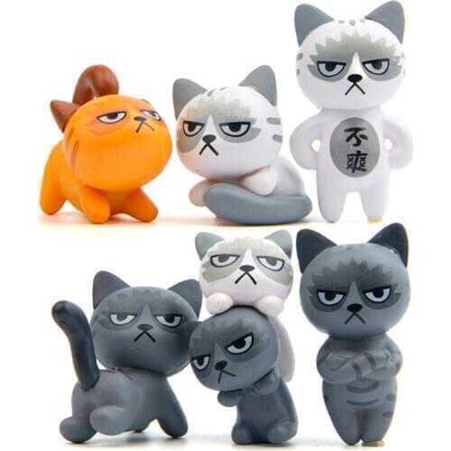 6pcs/lot Kawaii Chis Sweet Home Cat Cats Toys DIY Resin Japanes Anger Cats Action Figure Model Toy Gift for Home Decoration