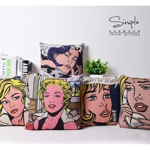 American Sexy Girl Cartoon pattern 1152 Home Decorative Pillow Case Chair Waist Pillow Thick Linen Pillowcase Sofa Cushion