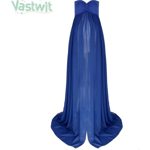 Maternity Photography Props Pregnancy Sexy Chiffon Off Shoulder Long Dress For Photo Shoot Pregnant Women Side Split Maxi Gowns