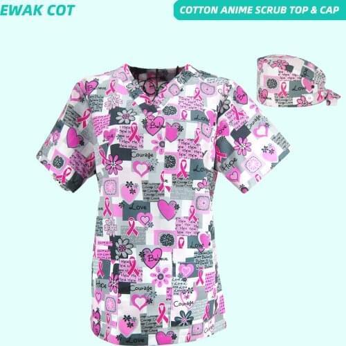 Women Men Scrubs Tops Uniforms T-Shirt Size Rang XXS-4XL Nurses Scrub Top