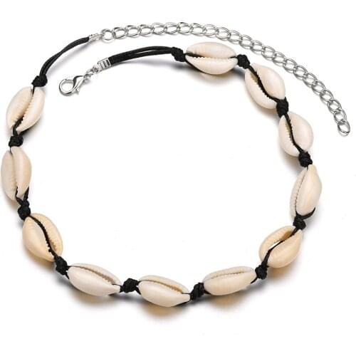 Fashion Handmade Shell Short Clavicle Necklace Women Adjustable Rope Chain Choker Necklace Collares Jewelry