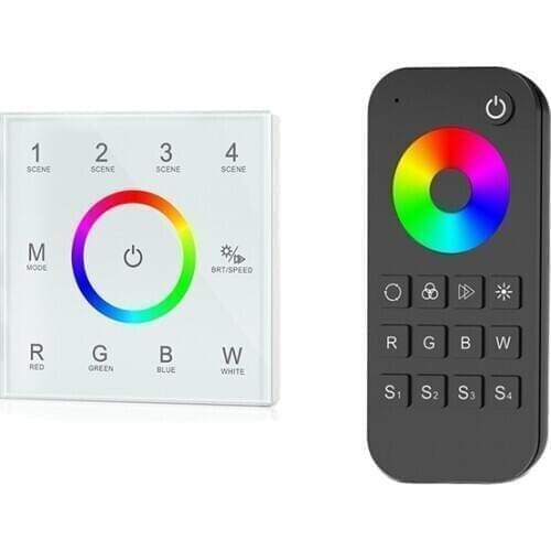 New Led RGBW Strip Controller Wall Touch Panel 4 Channel Control 12V 24V RGB Rgbw String Ribbon Dimmer RF Wireless Remote