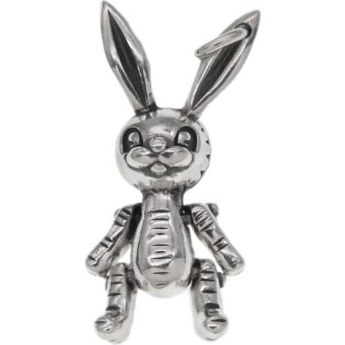BOCAI New solid 100% s925 silver rabbit pendant fashion woman necklace pendant earrings accessories DIY