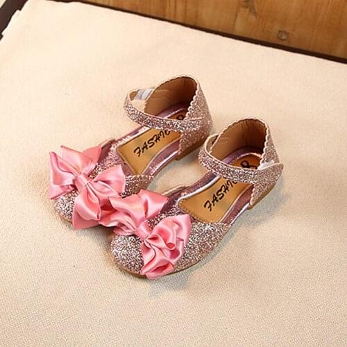 Baby Girls Pu Leather Shoes Bowknot Princess Shoes Shining Nubuck Dance Party Shoes For Kids Autumn Spring Child Dress Sandals