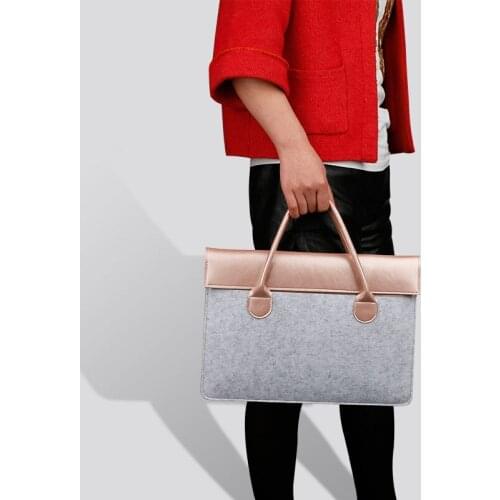 Genuine Leather Wool Felt Portable KUMON Laptop Bag for MacBook Air 11 13 Notebook Bag Case Cover Business Laptop Briefcase