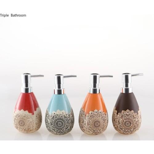 1 pc 330ml Ceramics Lotion Container European Style Solid Color Hand Sanitizer Bottle Home Accessories Bathroom Soap Dispenser