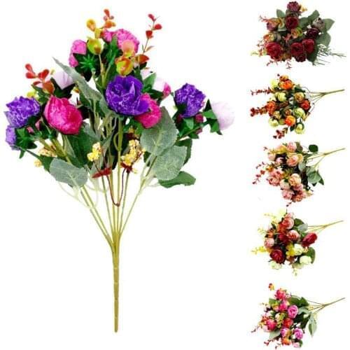 1pcs Artificial Flower Multi-use Bright-colored Faux Silk Flower Simulation Rose Display Desktop Decor Flower Arrangement Bonsai