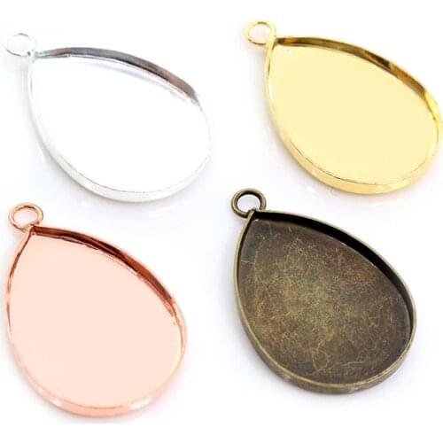 10pcs 18x25mm High Quality 4 Colors Plated Copper Drop Style Tooth Cabochon Base Cameo Settings Cabochon Cameo Base