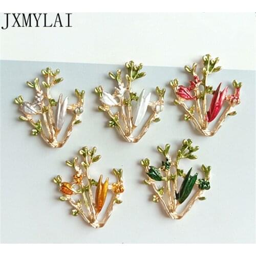 10 PCS 3.1cm*2.7cm Fashion Metal Alloy KC Gold Flowers Branches Connectors Charm DIY Jewelry Accessories