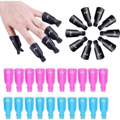 10pcs Plastic Nail Art Soak Off Cap Clips UV Gel Polish Remover Wrap Tool Fluid for Removal of Varnish Manicure Tools