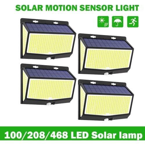 100 208 468 Ourdoor LED solar lamp with Motion Sensor Waterproof Sunlight Powered wall light for garden decoration street lights