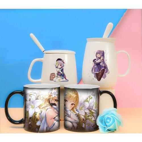 2021 New Game Genshin Impact KEQING Anime Peripheral Coffee Ceramic Mug Cup Anime Second Element Student Day Gift