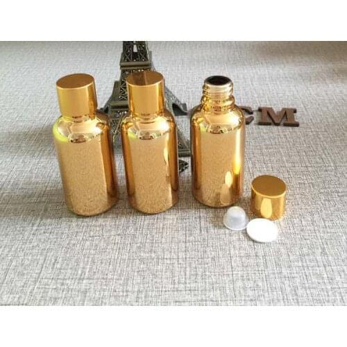 30ml essentical oil dropper glass bottle gold plated makeup container refillable cosmetics bottles makeup storage packaging