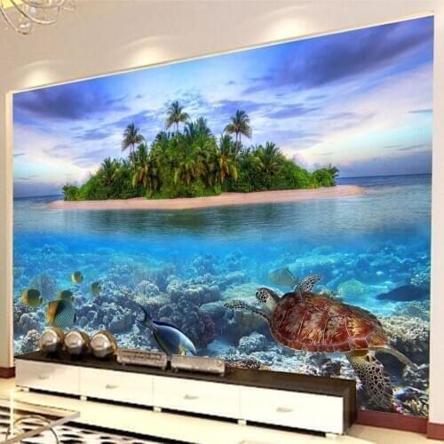 Dropship Custom 3D Photo Mural Walpaper Seaside Scenery Non Woven Living Room TV Background Bedroom Living Room Decor wall mural