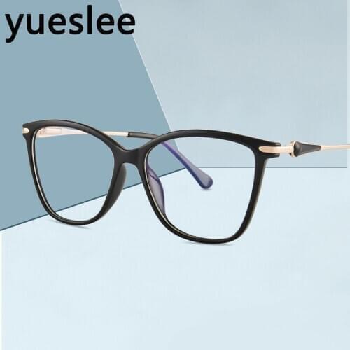 46939 Plastic Titanium Cat Eye Glasses Frame Men Women Optical Fashion Anti Blue Light Computer Eyeglasses
