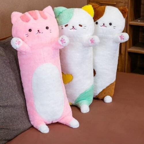 80CM Nice Soft Long Cat Boyfriend Pillow Plush Toys Stuffed Pause Office Nap Sleep Pillow Cushion Gift Doll for Kids Girls