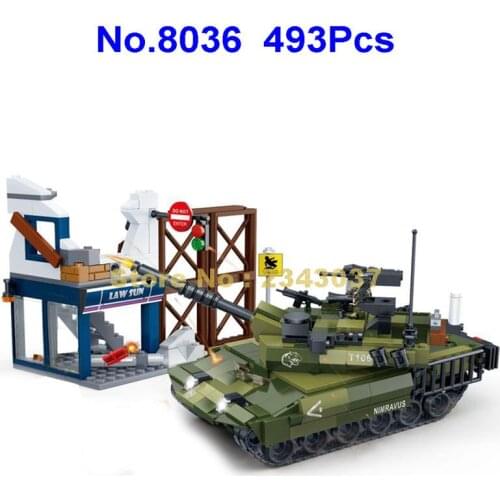 8036 493pcs Military Tank Soldier Weapon Building Blocks 3 Dolls Toy