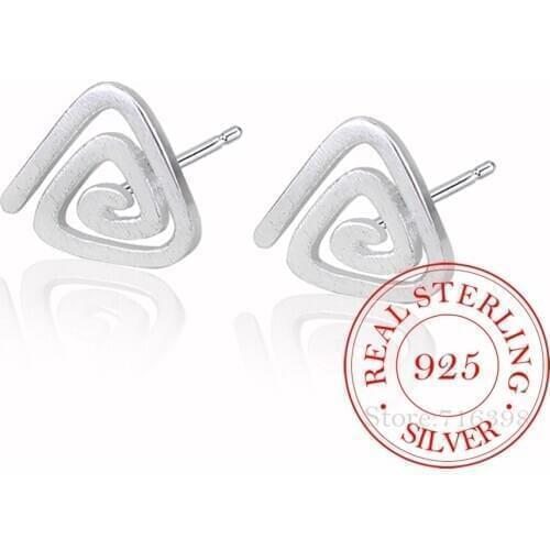 925 Sterling Silver Piercing Triangle Stud Earrings For Women Wedding Jewelry Prevent Allergy Brincos pendientes