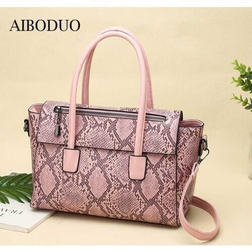 AIBODUO 2020 New Womens Big Bag Classic Fashion Snakeskin Handbag Versatile Date Party Popular Tote Two Piece Set