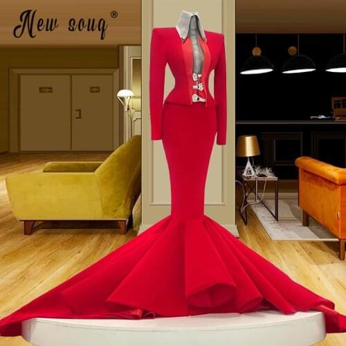 Aso Ebi Evening Dresses with Jacket Long Sleeves Sequins Meramid Formal Prom Gowns Rhinestones Celebrity Gown Robe De Soiree