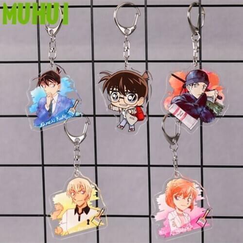 Free shipping Anime Detective Conan Keychain Acrylic Keyring Chaverio Llavero 19385