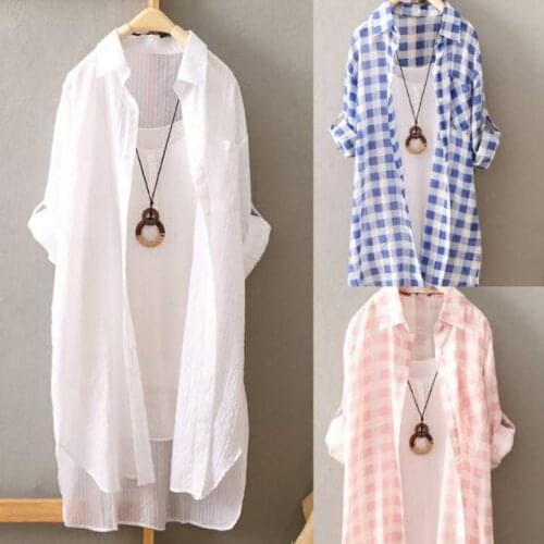 Blouse Women Shirt Womens Long-Sleeved Mid-Length Loose Shirt Shirt Coat Womens Blusas Ropa De Mujer