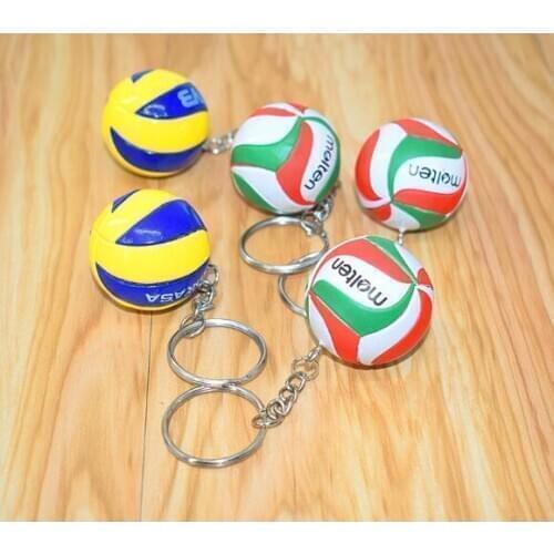 300pcs/lot New 3.8cm Mini PVC Volleyball Keychains Volleyball Shaped Keyrings for Sports Gifts