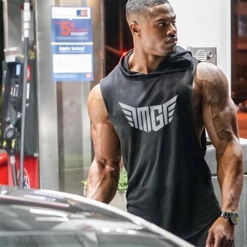 Muscleguys Brand Hooded Sleeveless Shirt Cotton Gym Clothing Fitness Vest Men Bodybuilding Tank Tops Hoodies Sports Singlets