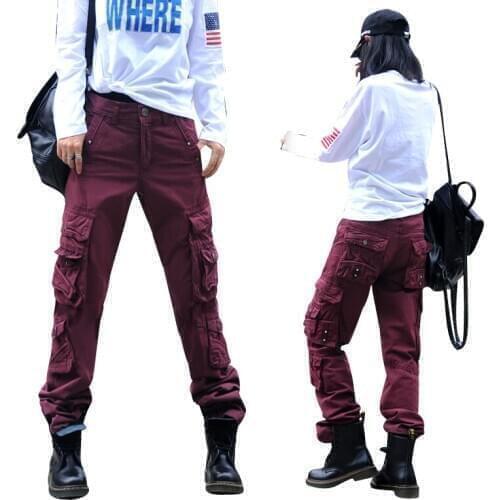 Fashion Loose Dance cargo pants women Dance trousers female hip-hop pants overalls multi-pocket trousers Straight pants female