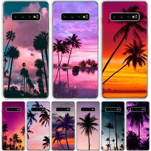 Palm Leaves Sunset Summer Scenery Cover Phone Case For Samsung Galaxy S10 S20 Ultra Note 10 9 8 S9 S8 J4 J6 J8 + Lite Plus Pro S