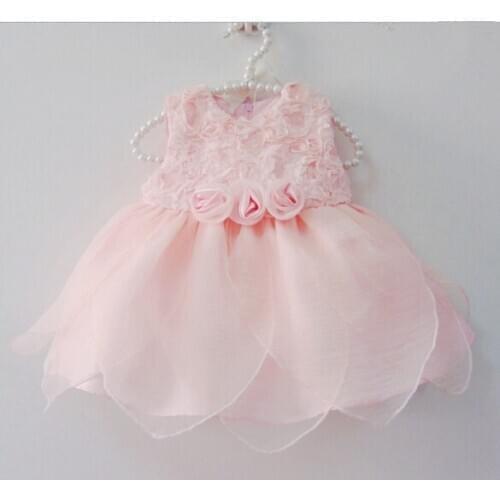 Baby girl dresses summer cotton pink tutu 1 year birthday dresses sequin petals rose floral lace infant princess dresses 0-18M