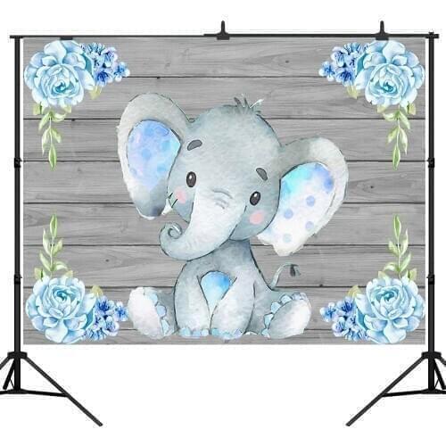 Lyavshi Elephant Flowers Wooden Boards Wall Scene Baby Children Photography Backgrounds Photographic Backdrops For Photo Studio