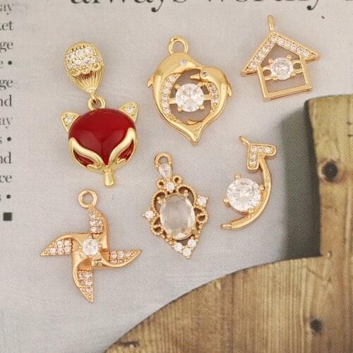 HAOSAW 6Pcs Jewelry Accessories/DIY Earrings Pendants Making/CZ Charms Connectors/Jewelry Findings & Components/Hand Made