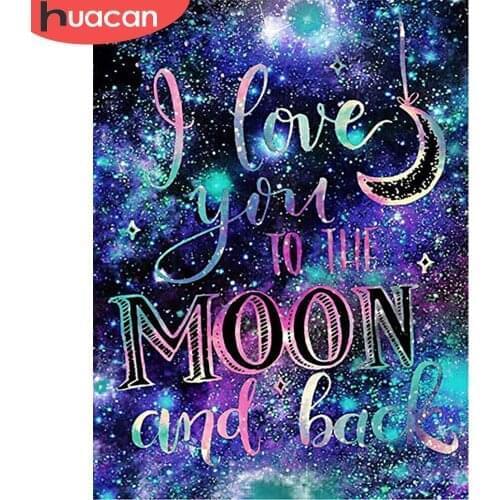 HUACAN 5D DIY Full Square/Round Diamond Painting Text Diamond Embroidery Landscape Mosaic Sale Handmade Gift