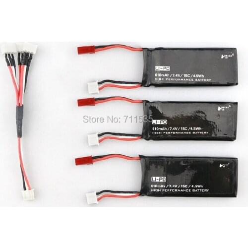 Hubsan 7.4V 610Mah 15C Lipo Battery + Cable 3 In 1 Conversion Line Spare Parts For Hubsan X4 H502S H502E RC Quadcopter
