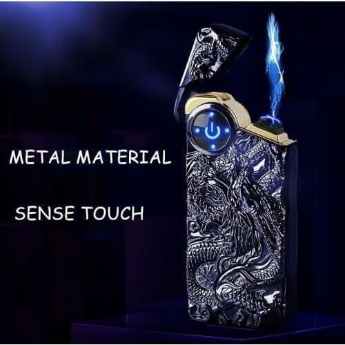 Personality Ignition And Display Power Arc Smart Gift Dual Dragon Plasma Lighter