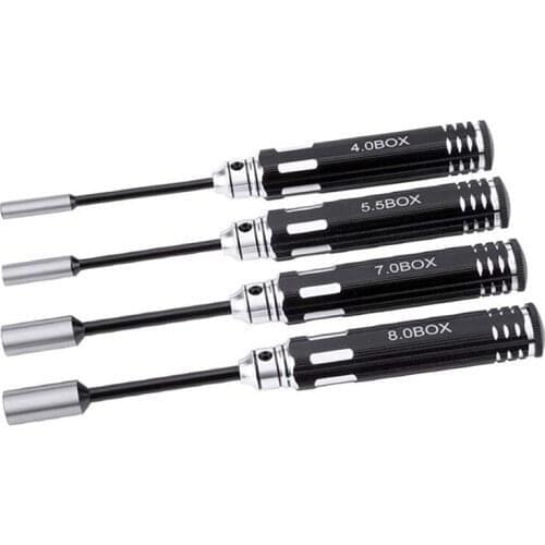 RC Model Tool 4PCS Hex Screw Drivers Hex Nut Socket Wrench Sleeve Wheel Spanner 4.0/5.5/7.0/8.0mm for Daily Making Manual and RC