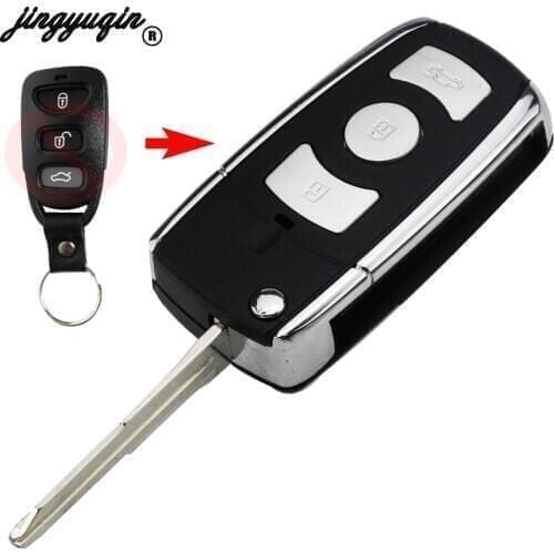 Jinyuqin 3+1 Button Replacemnent key case flip remote key for kia Hyundai Elantra Sonata Genesis Santa Fe Accent Car Key Cover