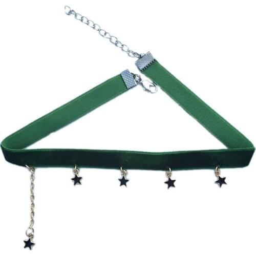 1pc Creative Women Ladies Choker Necklace Retro Fashion Stars Decor Velvet Choker Charm Necklace Jewelry Accessories For Party