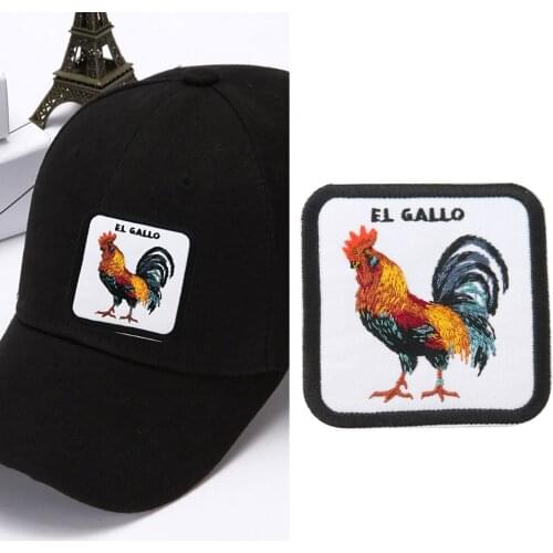 Square Embroidery Cloth Sticker Big Rooster Clothes Patch Sticker Red Yellow Big Rooster Children Hat Clothes Supplies Accessori