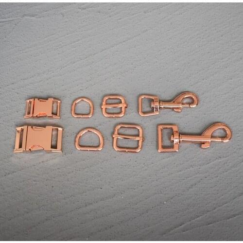 100 Sets 15/20/25/30mm Rose Gold Metal D Ring Adjuter Slider Adjustment Buckle For Pet Dog Collar Necklace Handmade Accessory