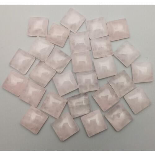 Fashion 12x12mm Square single arc natural stone Roses Quartz charm cabochon beads for jewelry 50Pcs/lot Ring accessories