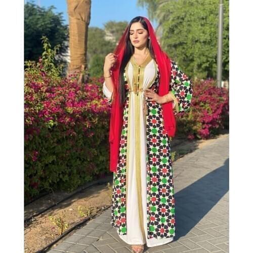 Muslim Abaya Arab Printed Long Dress Women Open Kimono Casual Maxi Robe Gown Kaftan Middle East Ramadan Islamic Vestido Fashion