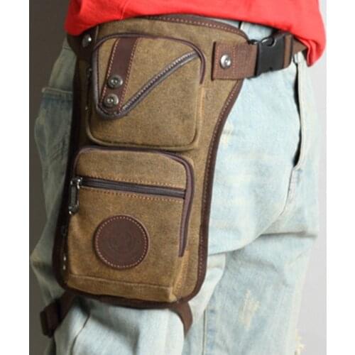 Men Motorcycle Leg Drop Bags Canvas/Nylon Fanny Thigh Bag Military Shoulder Pocket Pouch Rider Travel Male Waist Hip Belt Pack