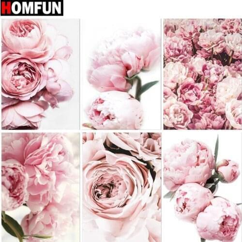 HOMFUN Full Square/Round Drill 5D DIY Diamond Painting "Pink bouquet theme" Embroidery Cross Stitch 5D Home Decor Gift