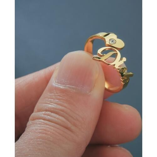 Charm Personalized Ring For Women Stainless Steel Custom Double Name Rings Adjustable Couples Mother Christmas Gifts