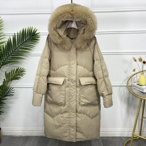 Korean Down Jacket Womens 2020 New Winter Fashion Slim Big Fur collar 90 White Duck Jackets Hooded Parka Overcoat Abrigo Mujer